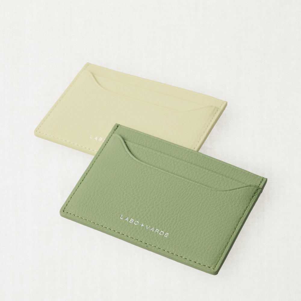 Labovarde Slim Card Wallets in Assorted Colors — Perspective view of two overlapping wallets on a white background