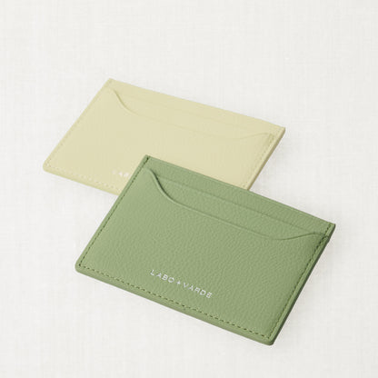 Labovarde Slim Card Wallets in Assorted Colors — Perspective view of two overlapping wallets on a white background