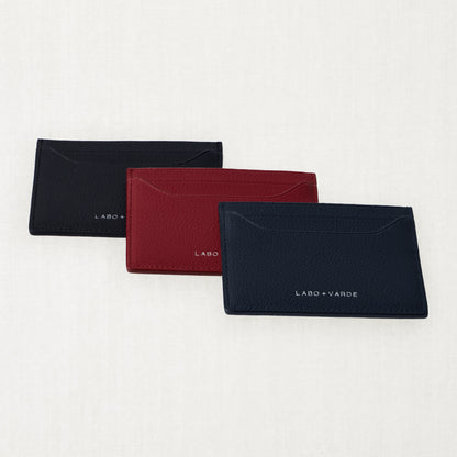 Labovarde Slim Card Wallets in Assorted Colors — Perspective view of three overlapping wallets on a white background
