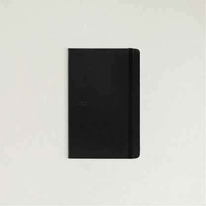 Labovarde Business Diary in Black — Front view showing the elastic band and blind debossed logo