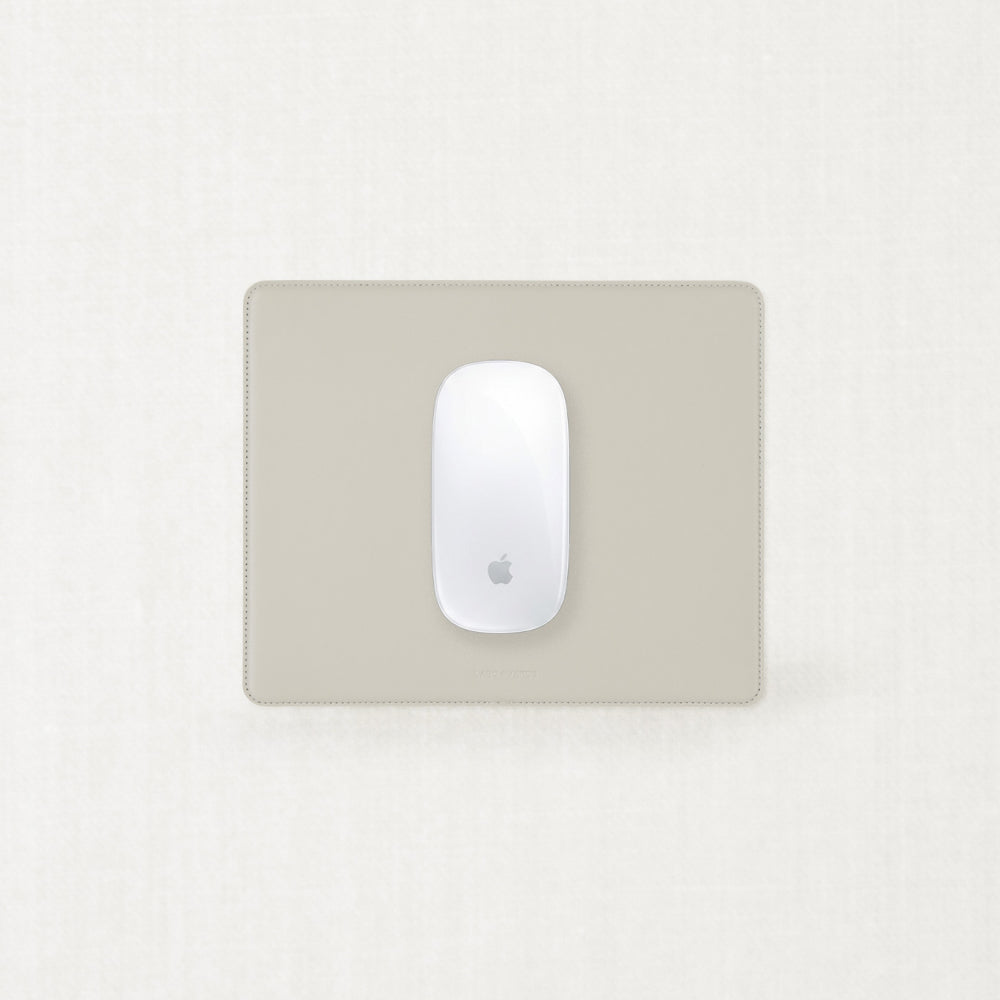 Labovarde Mouse Pad in Light-Gray — Top-down view of a whit mouse on the Light-Gray Mouse Pad