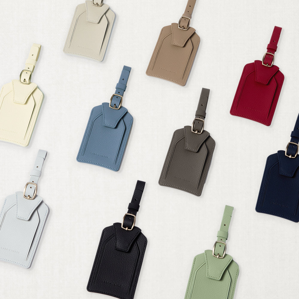 Labovarde Name Tags in Assorted Colors — Flat lay view showing color options on a white background