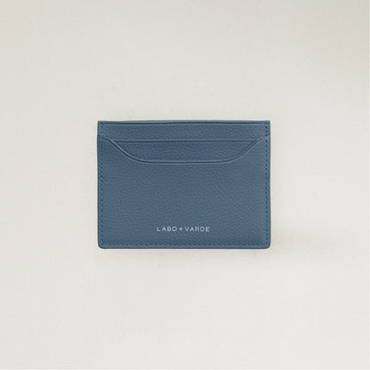 Labovarde Slim Card Wallet in Pale Blue — Front view showing the card slots and silver debossed logo