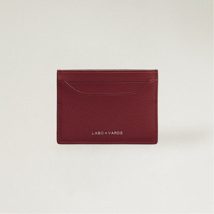 Labovarde Slim Card Wallet in Red — Front view showing the card slots and silver debossed logo